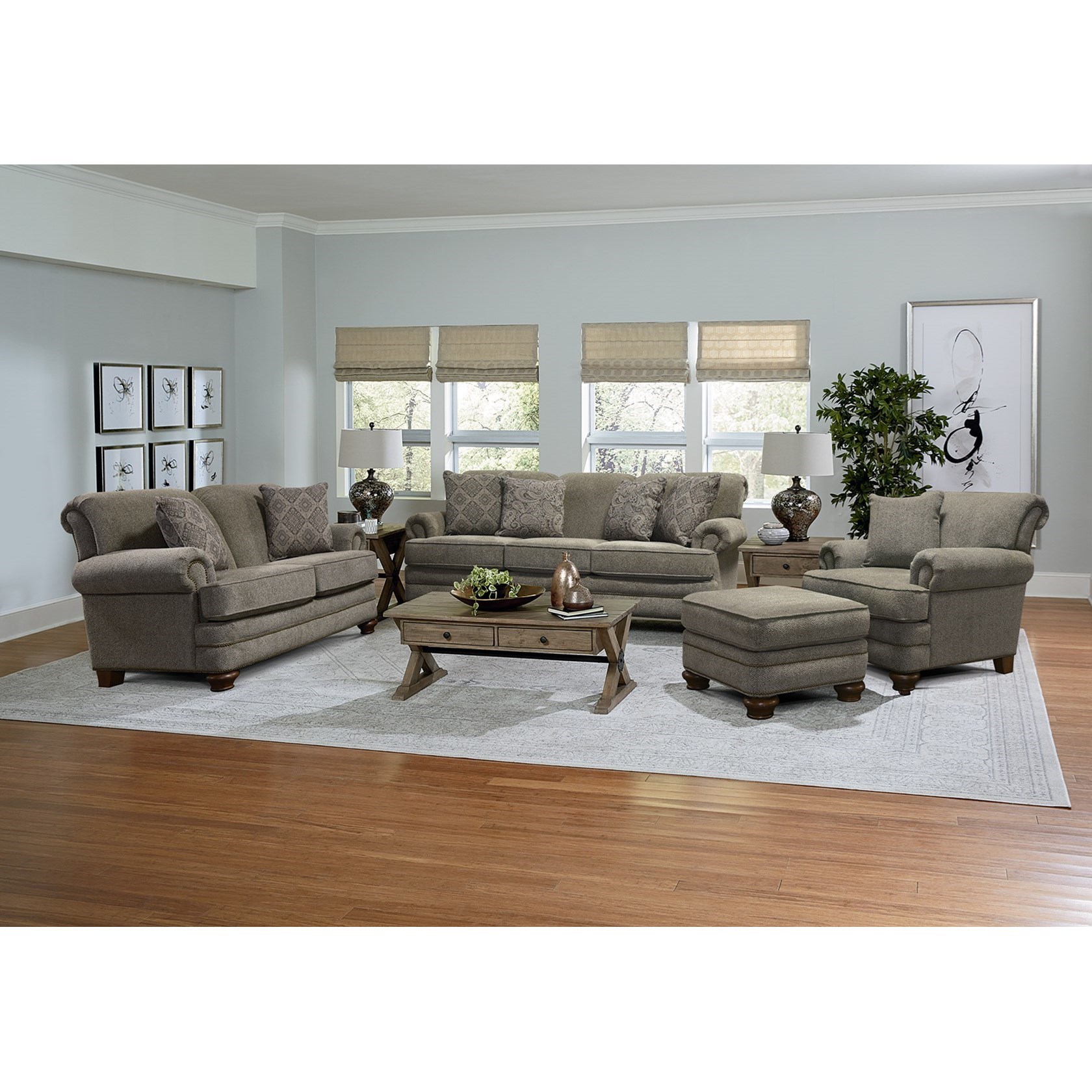 Loveseat with outlet nailhead trim